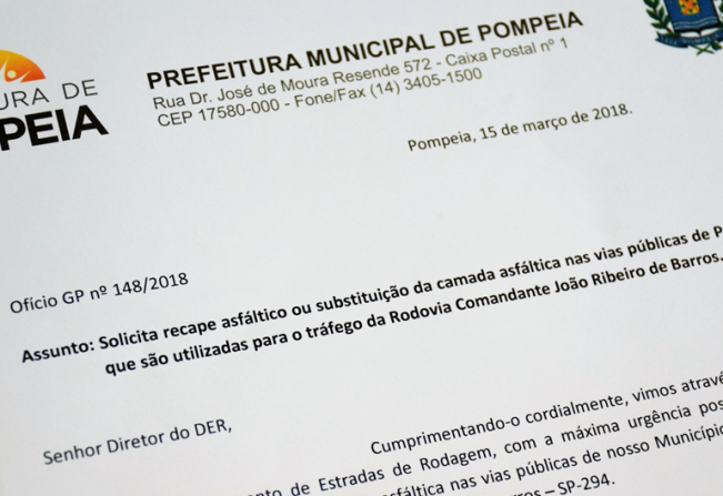 Ofício manutenção da Via.